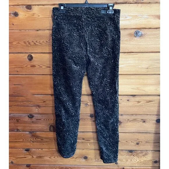 AG for Anthropologie paisley print velvet The Stevie High Waist ankle pant 29 - Picture 6 of 12